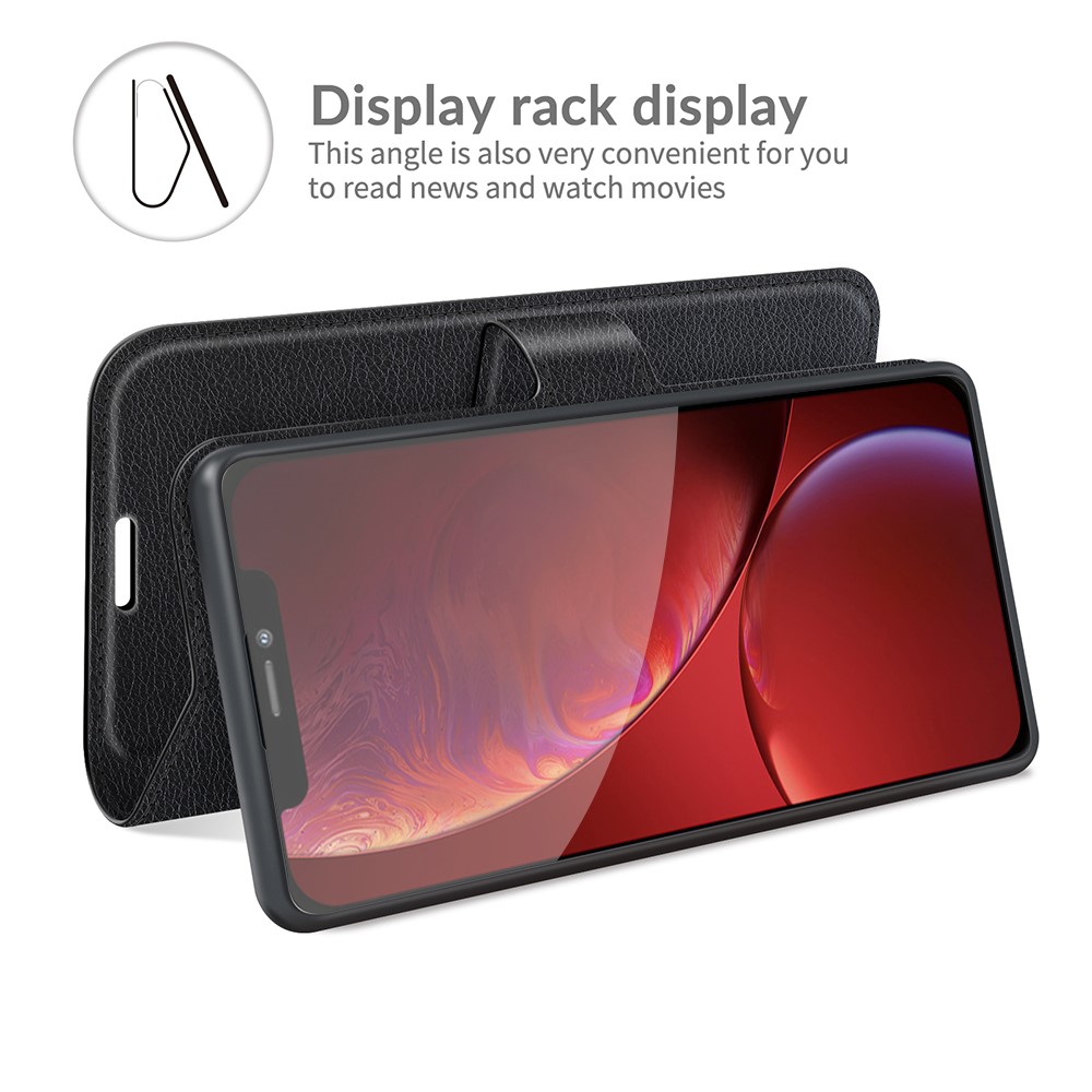 Litchi Texture Wallet Stand Design Folio Flip PU Leather Case Phone Cover for iPhone 13 Pro Max 6.7 inch - Black-3