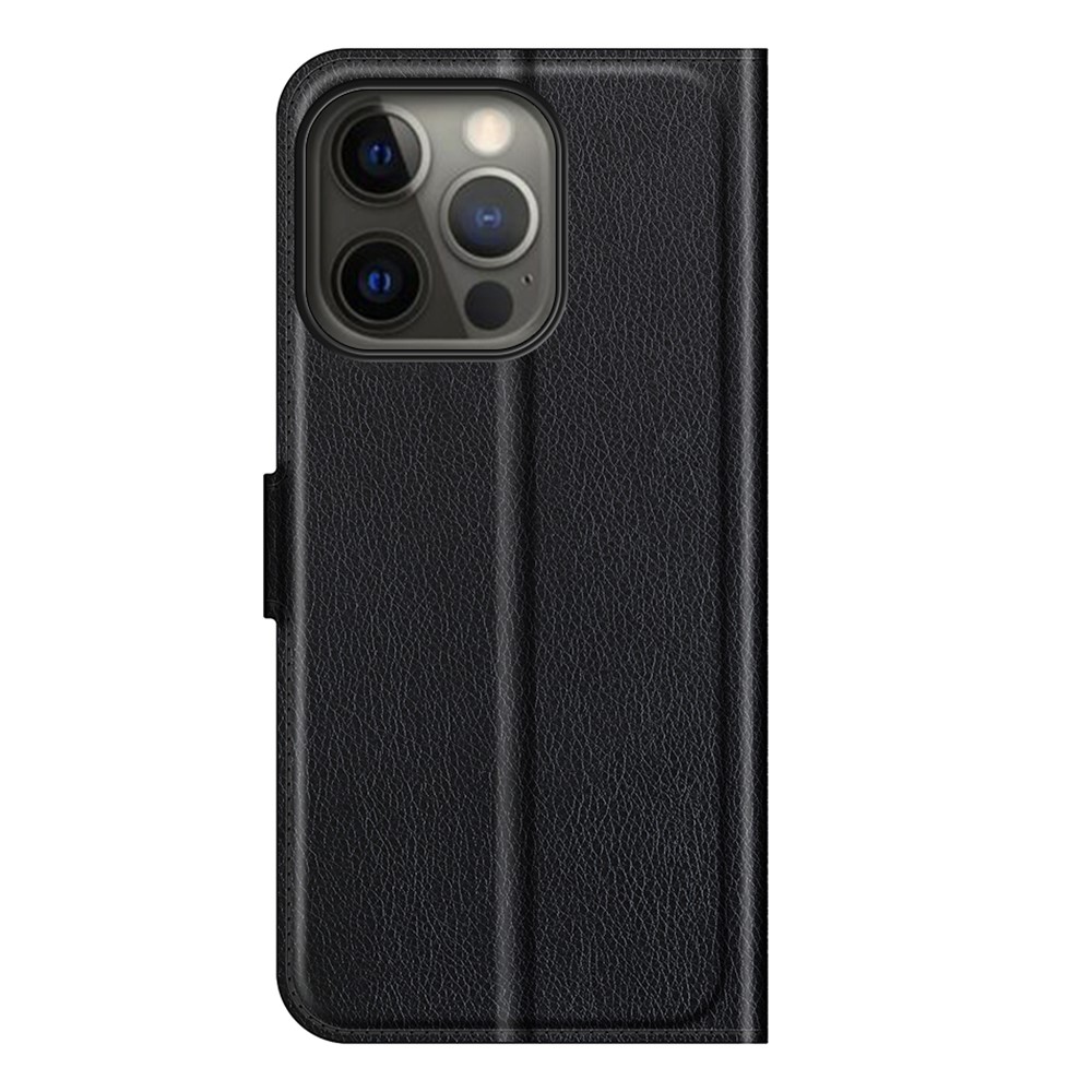 Litchi Texture Wallet Stand Design Folio Flip PU Leather Case Phone Cover for iPhone 13 Pro Max 6.7 inch - Black-6