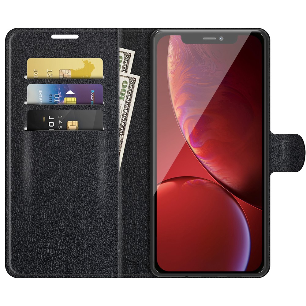 Litchi Texture Wallet Stand Design Folio Flip PU Leather Case Phone Cover for iPhone 13 Pro Max 6.7 inch - Black-7