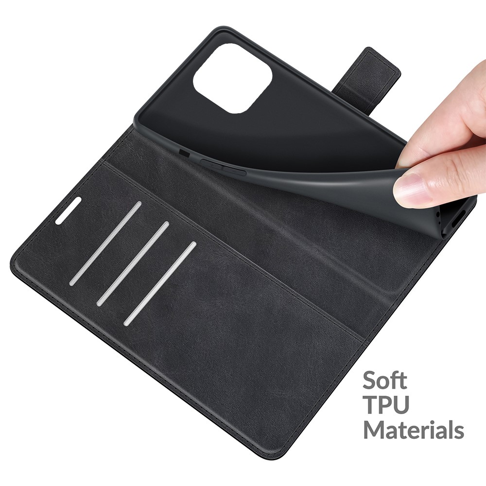 PU Leather Folio Flip Wallet Stand Phone Case for iPhone 13 Pro 6.1 inch - Black-4