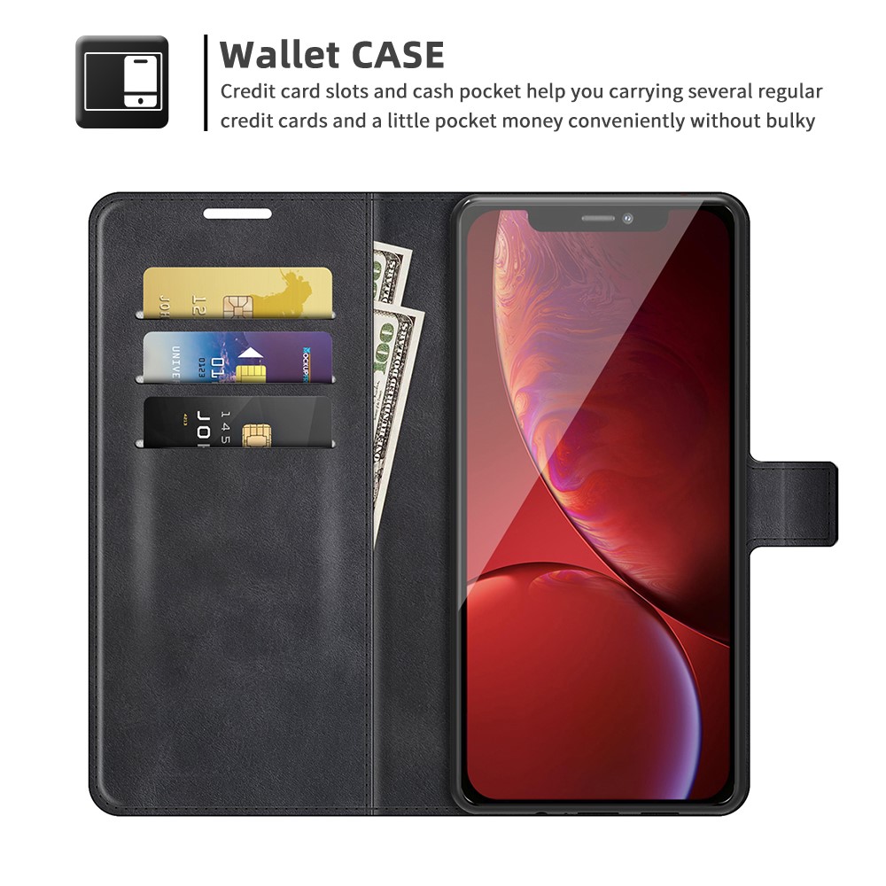 PU Leather Folio Flip Wallet Stand Phone Case for iPhone 13 Pro 6.1 inch - Black-7
