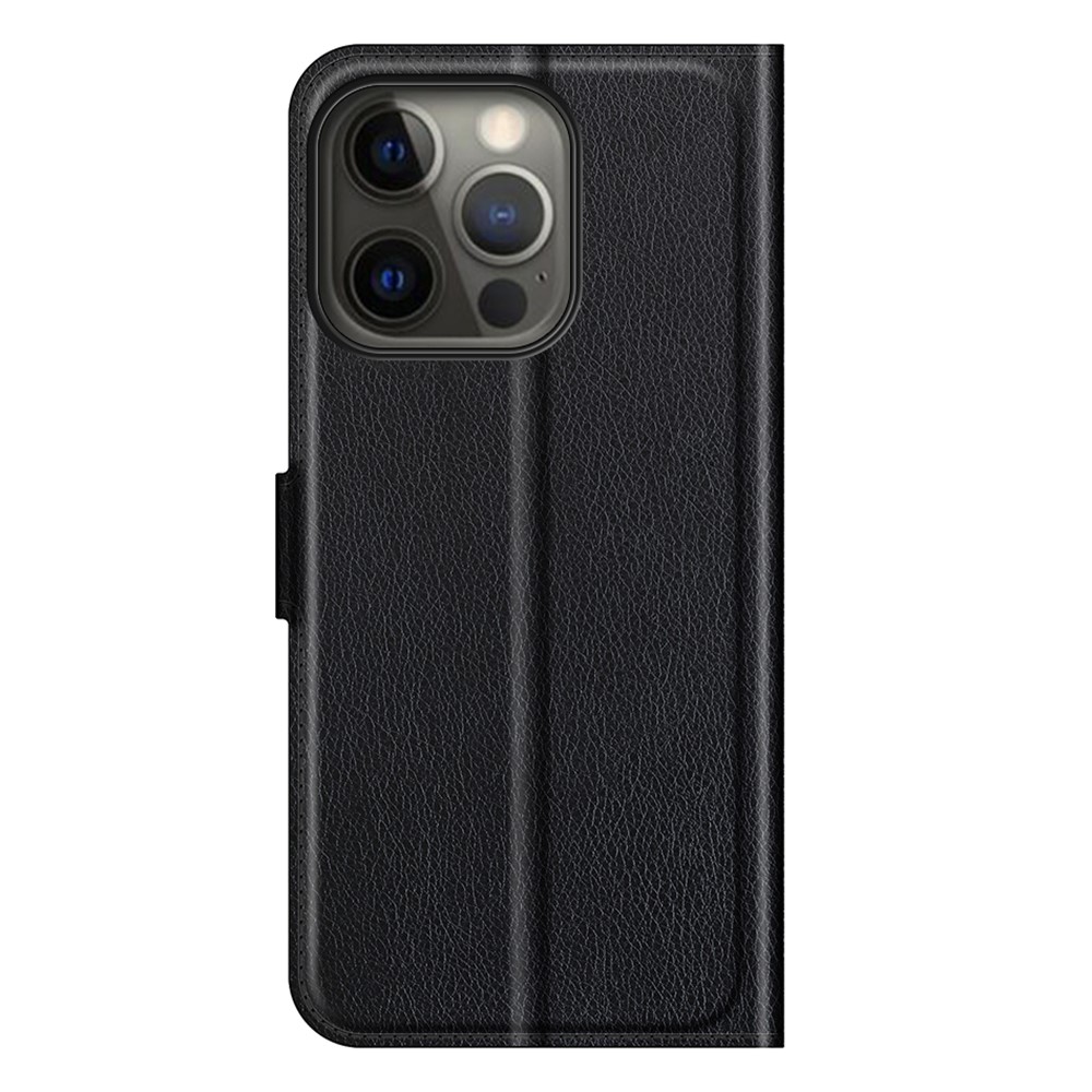 Litchi Skin Leather Wallet Well-protected Mobile Phone Cover Case with Stand for iPhone 13 Pro 6.1 inch - Black-6