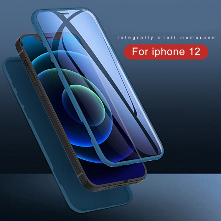 PC Cover + Tempered Glass Film Integrated Phone Case for iPhone 12 6.1 inch - Black-2