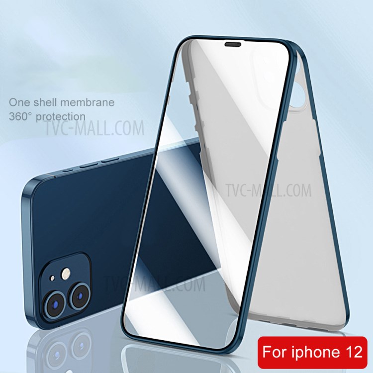 PC Cover + Tempered Glass Film Integrated Phone Case for iPhone 12 6.1 inch - Black-3