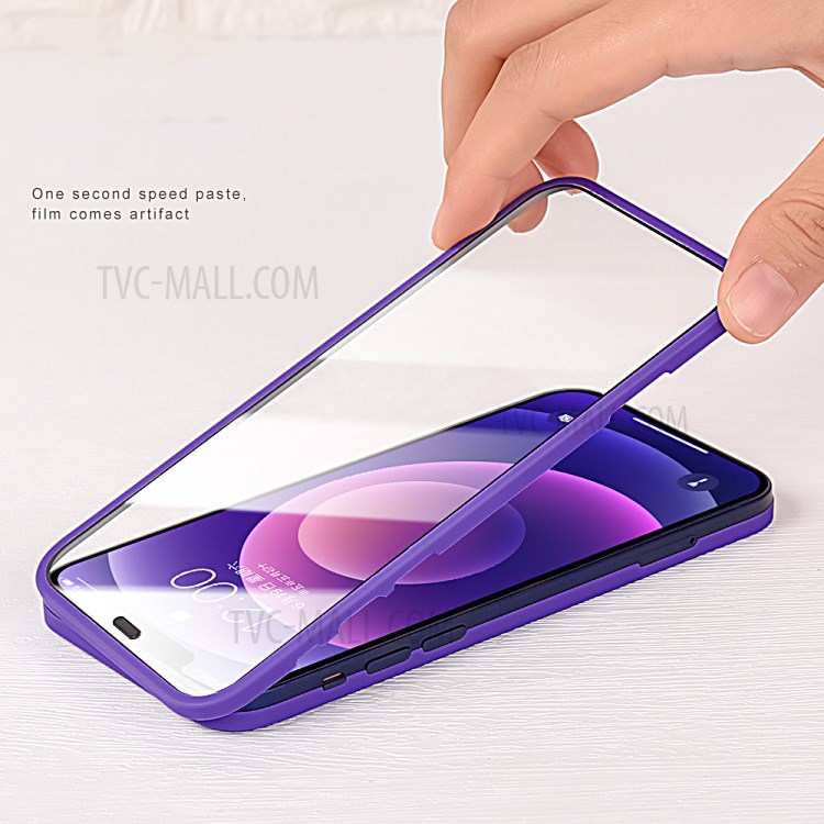 PC Cover + Tempered Glass Film Integrated Phone Case for iPhone 12 6.1 inch - Black-7