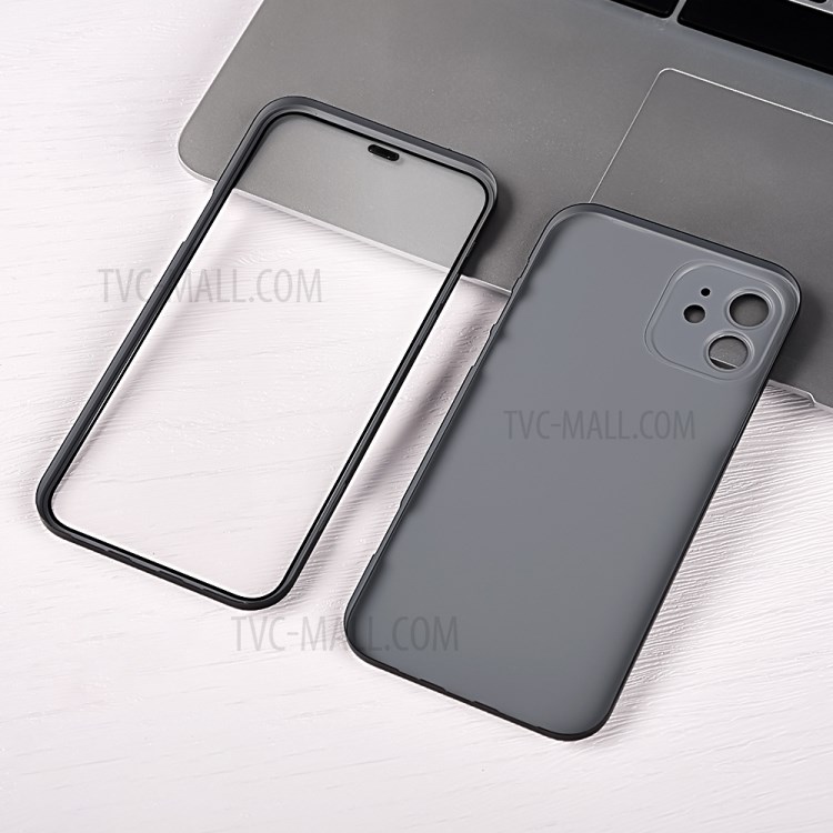 PC Cover + Tempered Glass Film Integrated Phone Case for iPhone 12 6.1 inch - Black-8