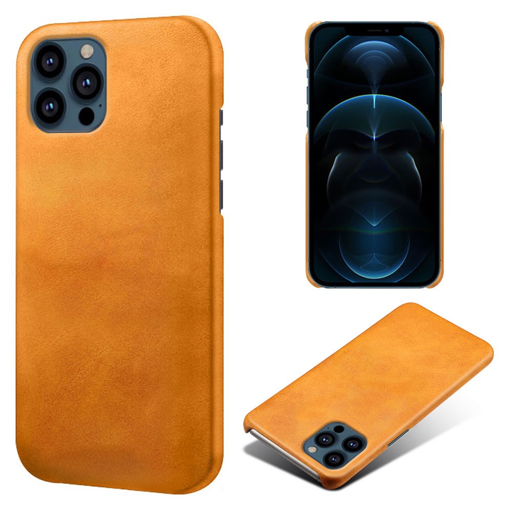 KSQ PU Leather Coated PC Phone Case for iPhone 13 Pro Max 6.7-inch - Orange-1