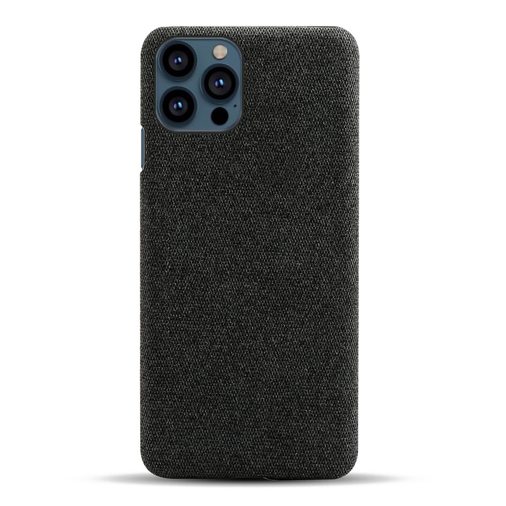 KSQ Cloth Coated Hard Plastic Phone Case Cover for iPhone 13 Pro 6.1-inch - Black-5