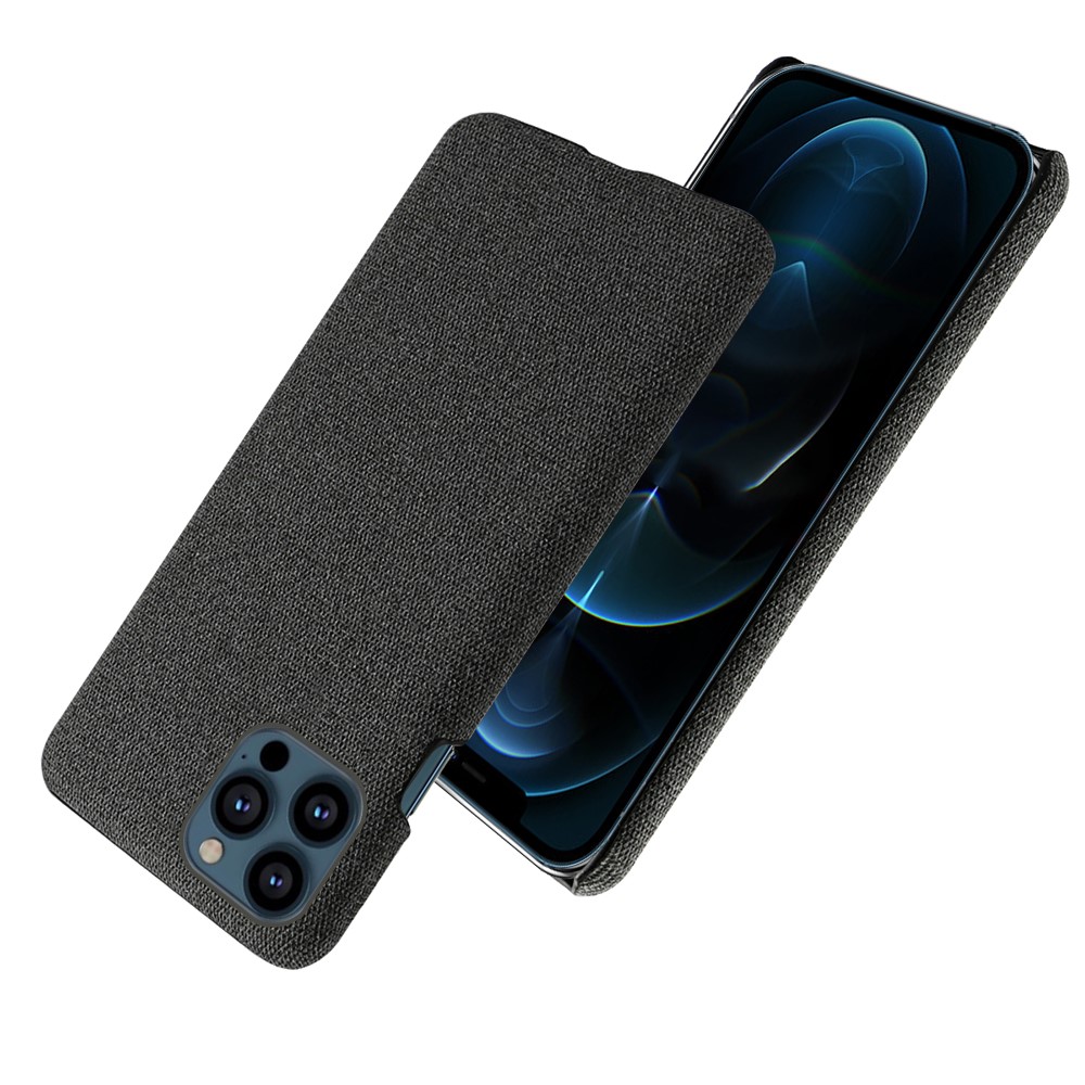 KSQ Cloth Coated Hard Plastic Phone Case Cover for iPhone 13 Pro Max 6.7-inch - Black-6