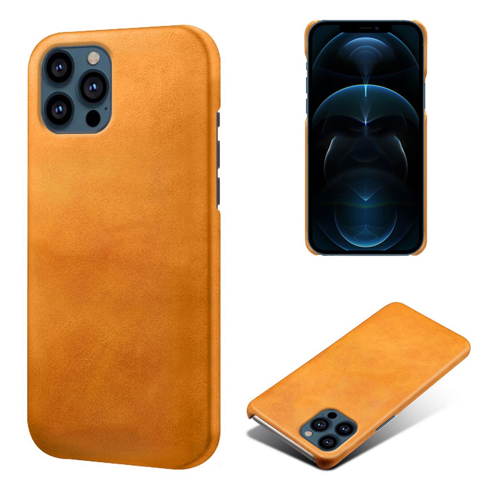 KSQ PU Leather Coated PC Phone Case for iPhone 13 Pro 6.1-inch - Orange-1