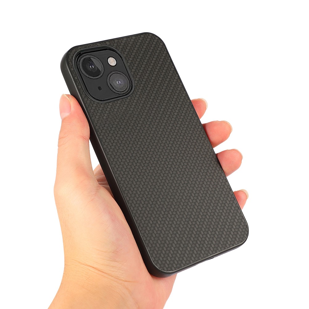 Carbon Fiber Texture Leather Protective Mobile Phone Case Back Cover for iPhone 13 mini 5.4 inch - Black-3