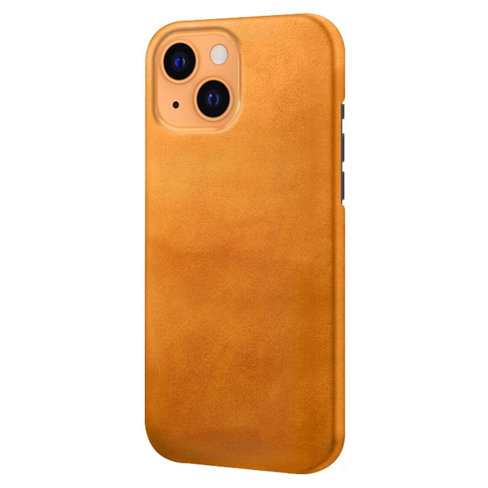 KSQ Quality PU Leather Coated PC Phone Case for iPhone 13 6.1-inch - Orange-2