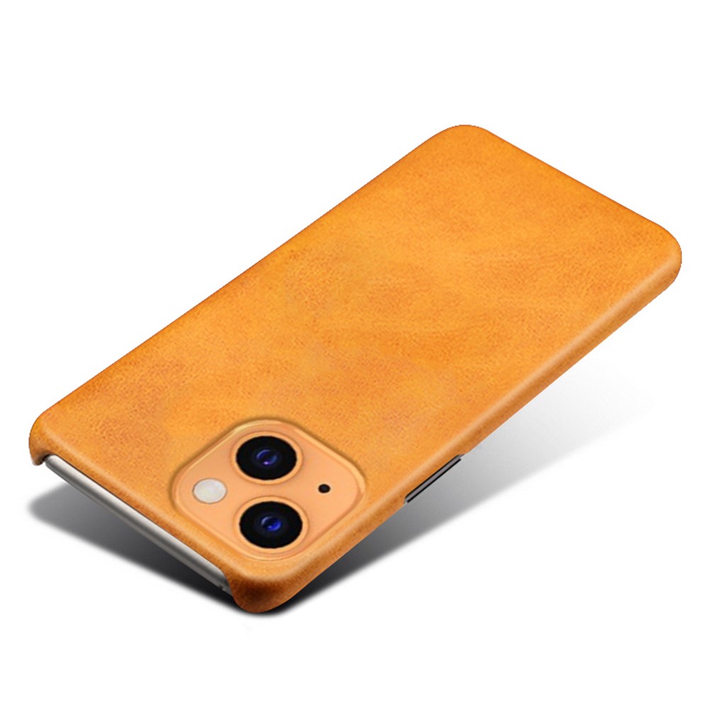 KSQ Quality PU Leather Coated PC Phone Case for iPhone 13 6.1-inch - Orange-3