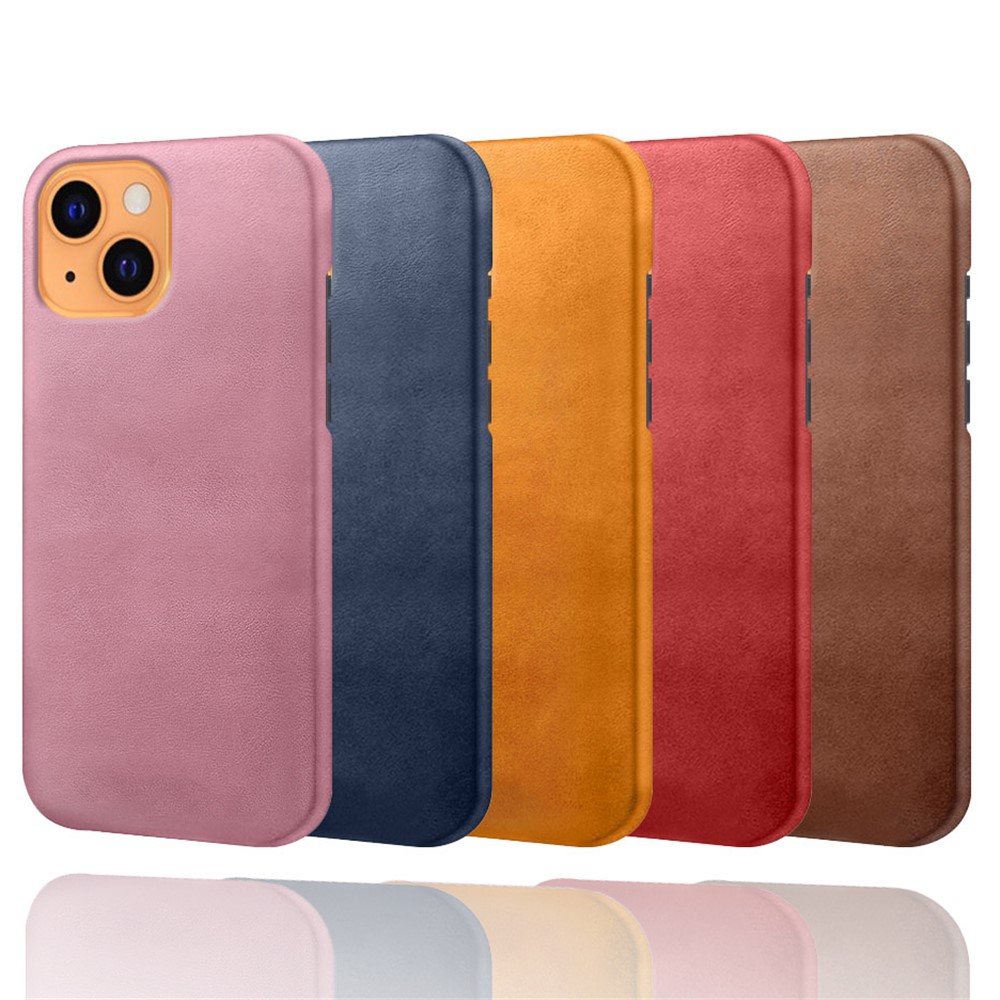 KSQ Quality PU Leather Coated PC Phone Case for iPhone 13 6.1-inch - Orange-5