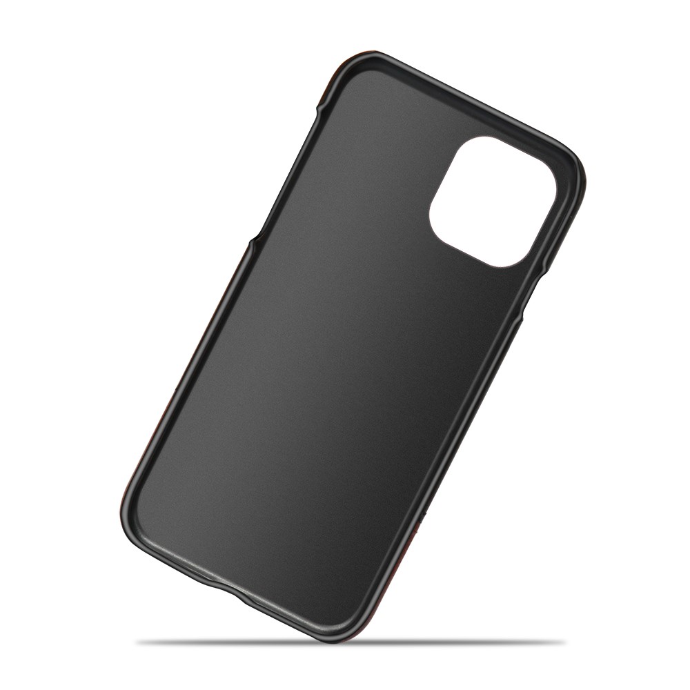 KSQ Dual-color Splicing PU Leather Coated PC Protective Phone Shell for iPhone 13 mini 5.4 inch - Black/Brown-5