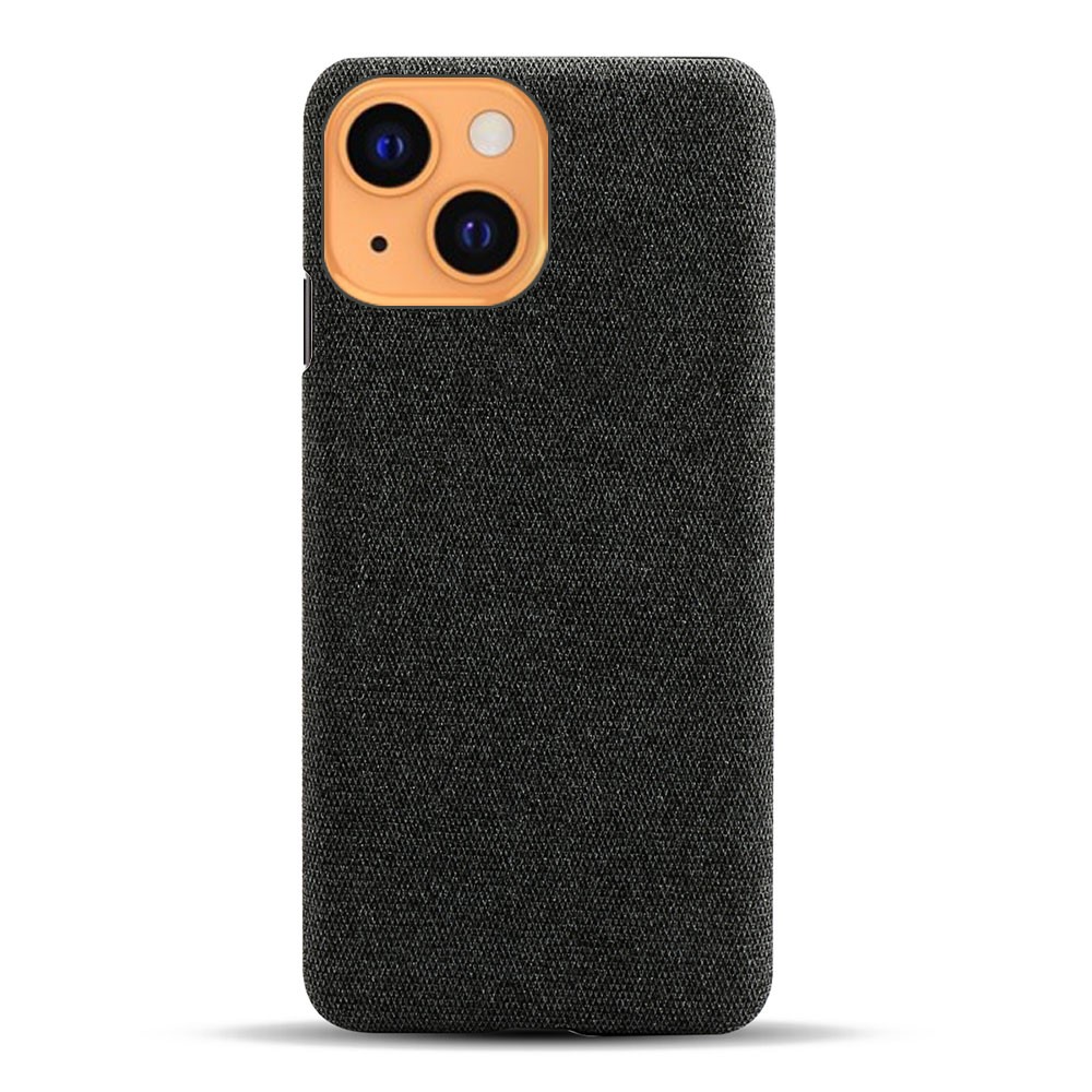 KSQ Solid Color Cloth Coated PC Phone Case for iPhone 13 mini 5.4 inch - Black-5