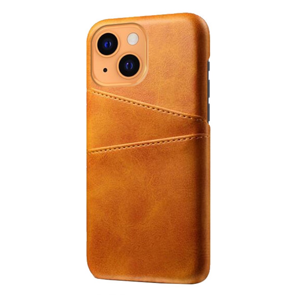 KSQ PU Leder + PC Combo-hülle Für Iphone 13 Mini 5,4 Zoll, Anti-kratzer-schutzhartschalen-rückdeckabdeckung Mit Dual-card-slots - Orange