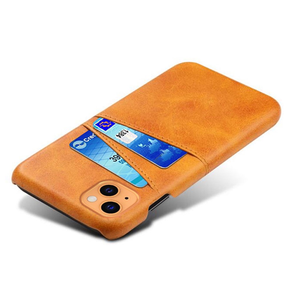 KSQ PU Leder + PC Combo-hülle Für Iphone 13 Mini 5,4 Zoll, Anti-kratzer-schutzhartschalen-rückdeckabdeckung Mit Dual-card-slots - Orange