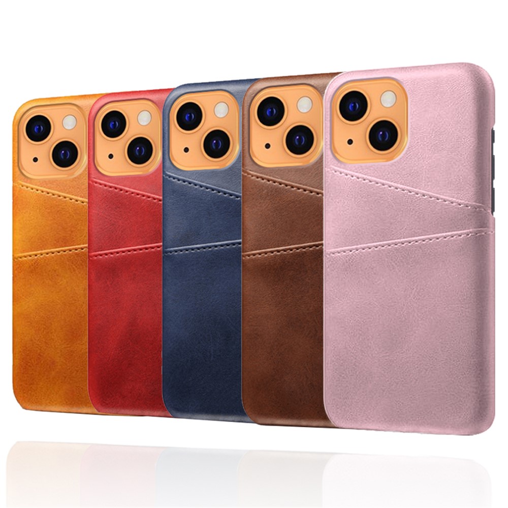 KSQ PU Leather + PC Combo Hard Case with Dual Card Slots for iPhone 13 mini 5.4 inch - Orange-5
