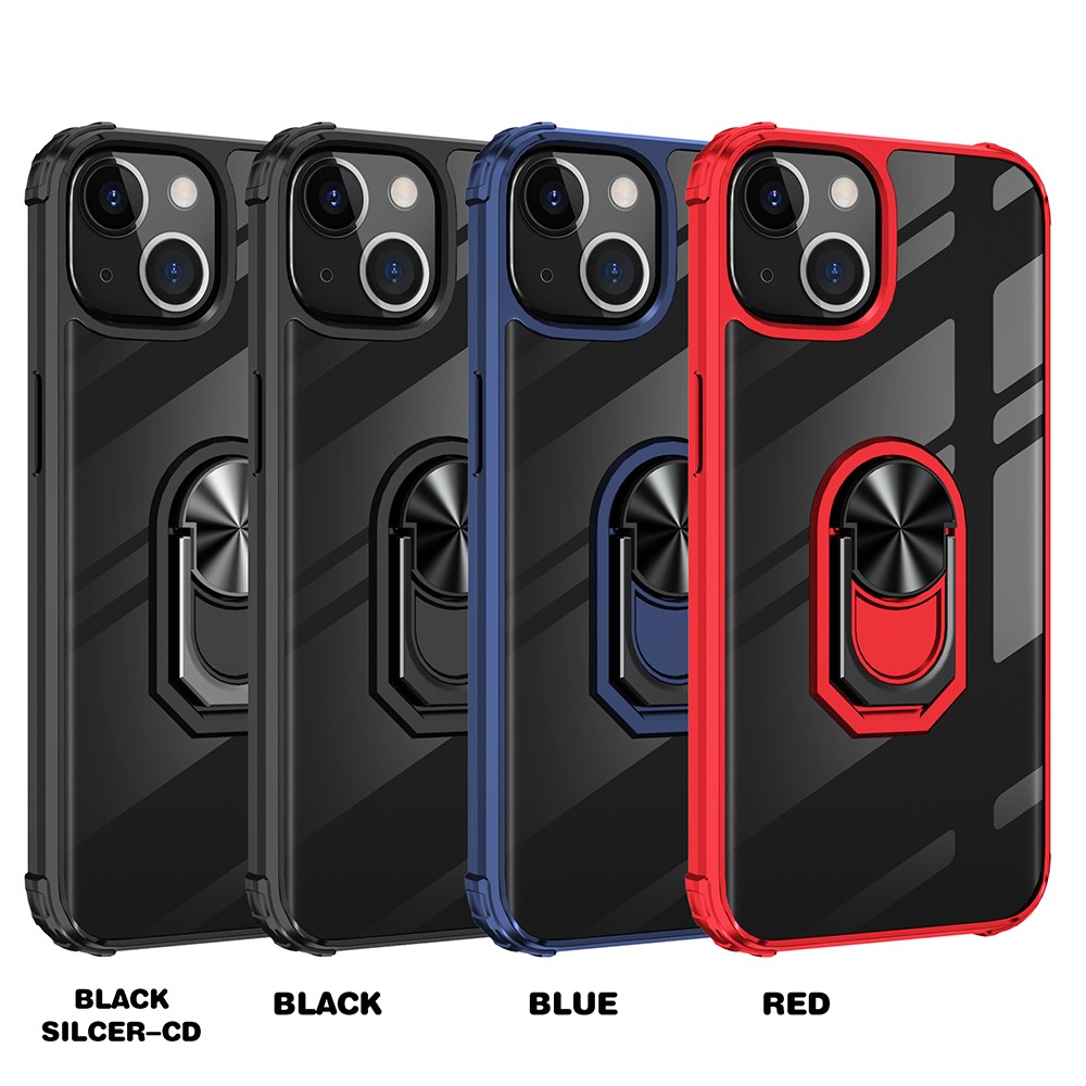 Ring Holder Kickstand PC + TPU Hybrid Case for iPhone 13 Pro 6.1 inch - Black-10