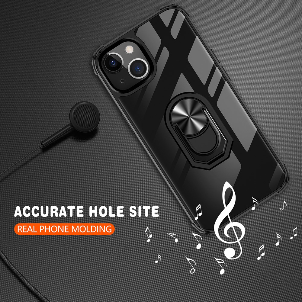 Ring Holder Kickstand PC + TPU Hybrid Case for iPhone 13 Pro 6.1 inch - Black-5