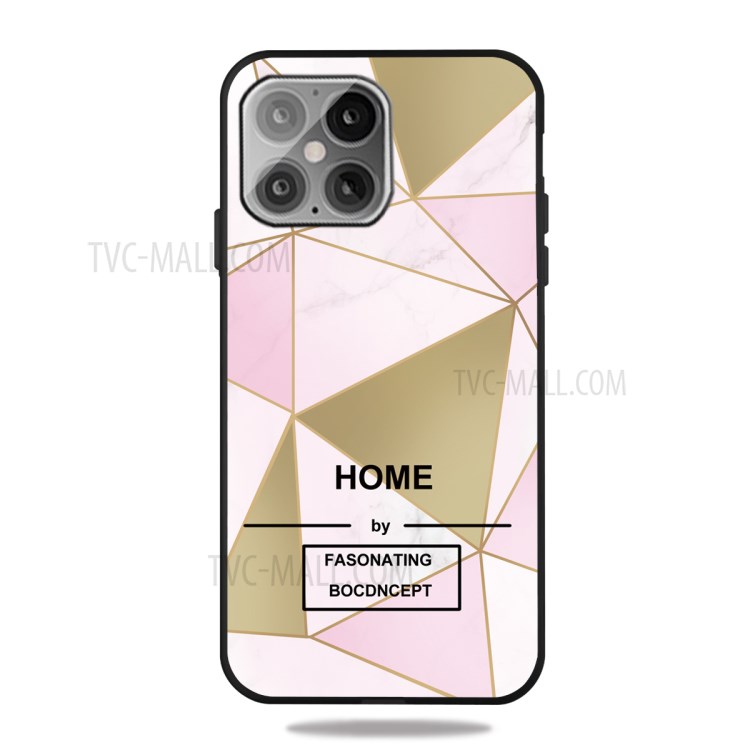 Marble Pattern Printing Matte Black Soft TPU Phone Case Cover for iPhone 13 Pro 6.1 inch - Pink/Brown-1