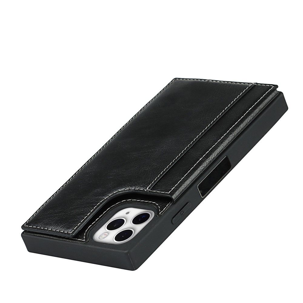 Folio Flip Crazy Horse Leather Coated TPU Cover Case with Card Slots and Kickstand for iPhone 11 Pro 5.8 inch - Black-11