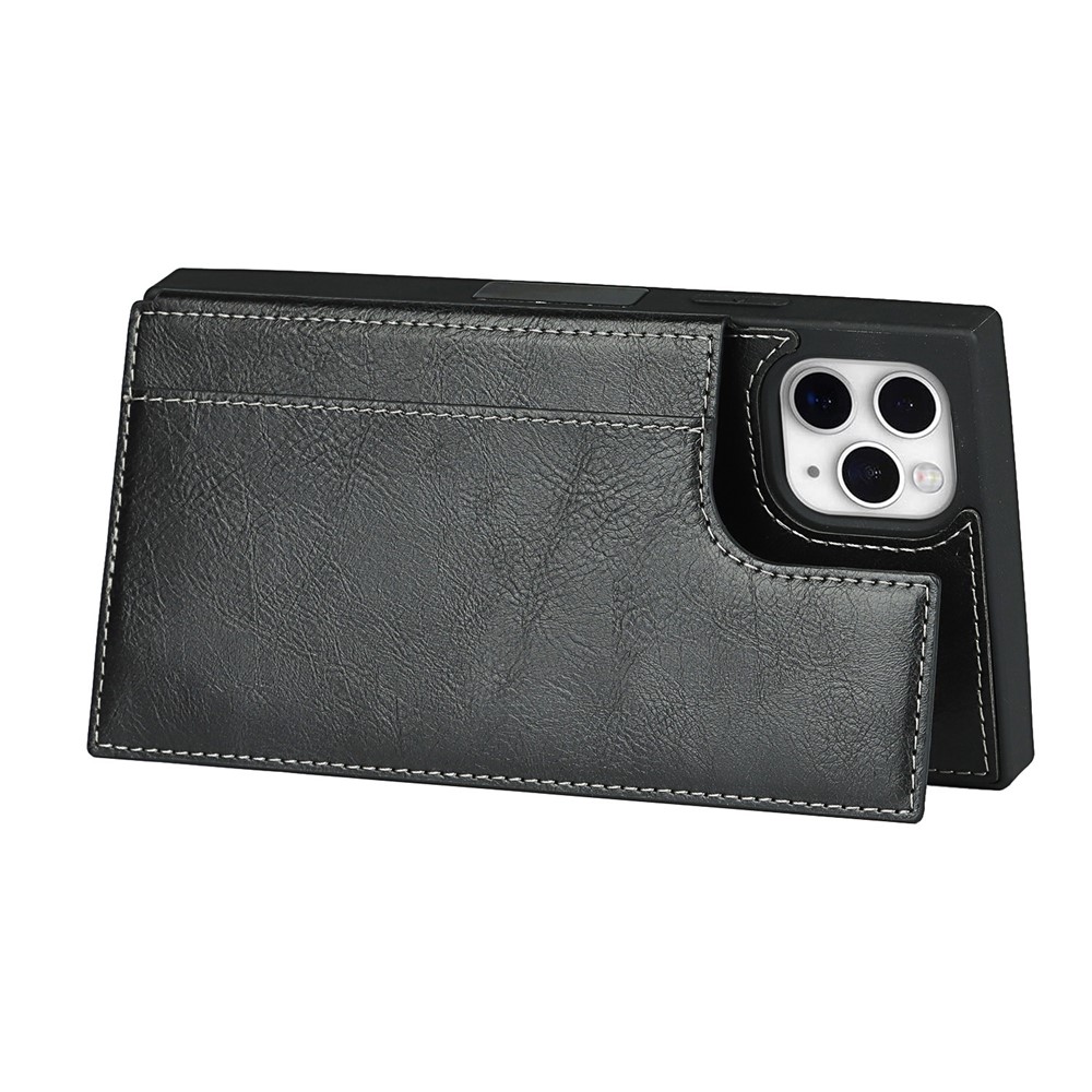Folio Flip Crazy Horse Leather Coated TPU Cover Case with Card Slots and Kickstand for iPhone 11 Pro 5.8 inch - Black-3