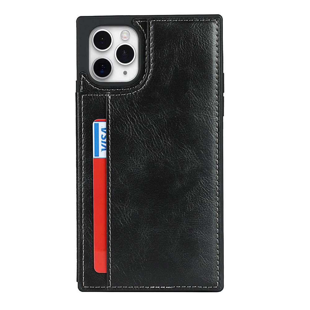 Folio Flip Crazy Horse Leather Coated TPU Cover Case with Card Slots and Kickstand for iPhone 11 Pro 5.8 inch - Black-5