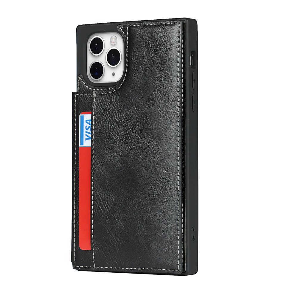 Folio Flip Crazy Horse Leather Coated TPU Cover Case with Card Slots and Kickstand for iPhone 11 Pro 5.8 inch - Black-6