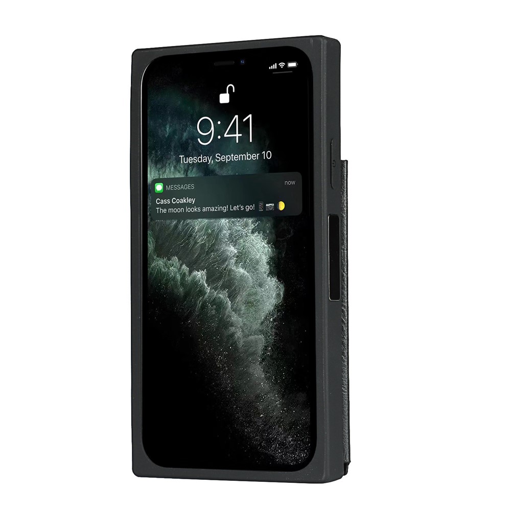 Folio Flip Crazy Horse Leather Coated TPU Cover Case with Card Slots and Kickstand for iPhone 11 Pro 5.8 inch - Black-7
