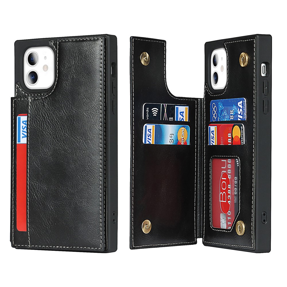 Crazy Horse Texture Card Slots Kickstand Design PU Leather Coated TPU Phone Case Shell for iPhone 11 6.1 inch - Black-1