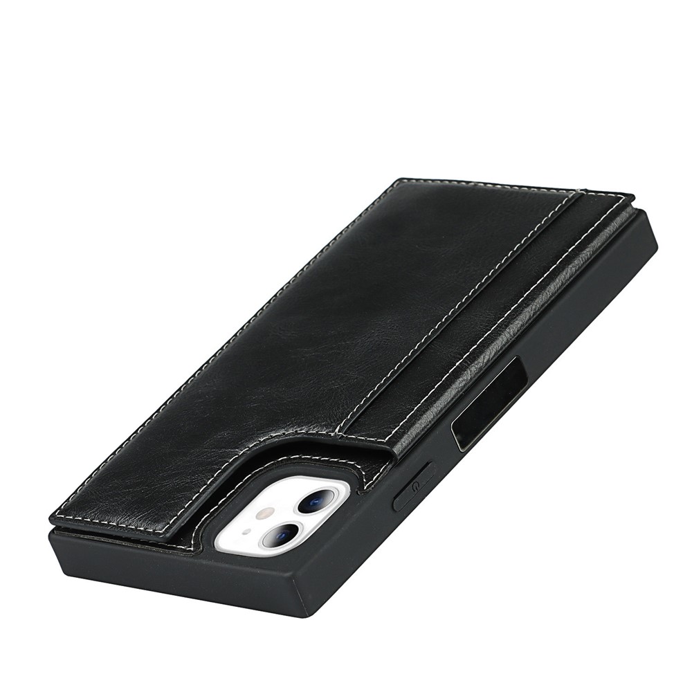 Crazy Horse Texture Card Slots Kickstand Design PU Leather Coated TPU Phone Case Shell for iPhone 11 6.1 inch - Black-11