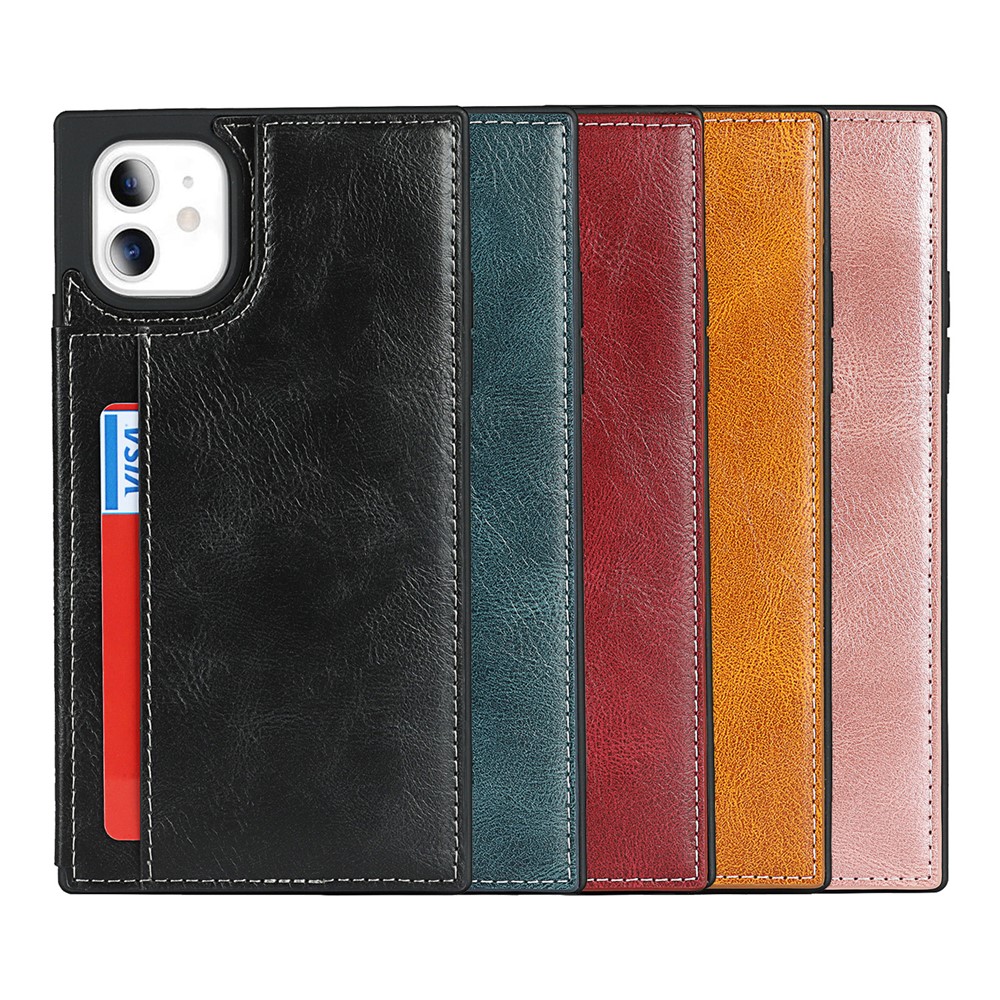 Crazy Horse Texture Card Slots Kickstand Design PU Leather Coated TPU Phone Case Shell for iPhone 11 6.1 inch - Black-13
