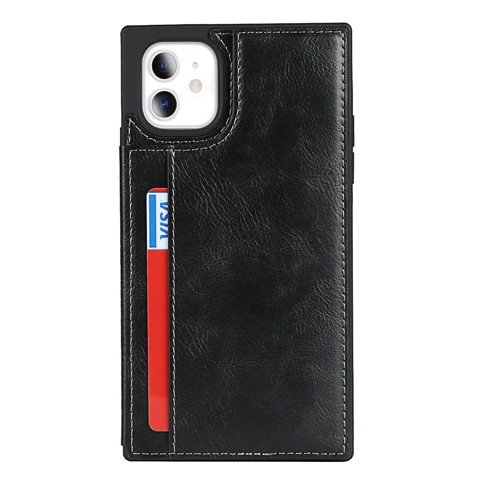 Crazy Horse Texture Card Slots Kickstand Design PU Leather Coated TPU Phone Case Shell for iPhone 11 6.1 inch - Black-5