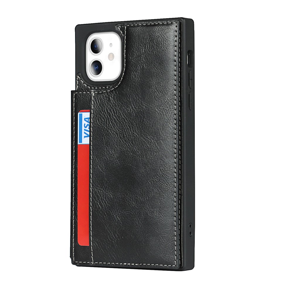 Crazy Horse Texture Card Slots Kickstand Design PU Leather Coated TPU Phone Case Shell for iPhone 11 6.1 inch - Black-6
