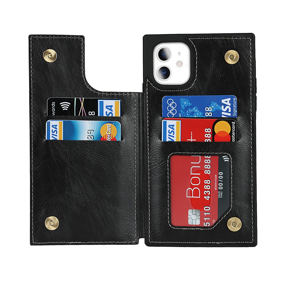 Crazy Horse Texture Card Slots Kickstand Design PU Leather Coated TPU Phone Case Shell for iPhone 11 6.1 inch - Black-8