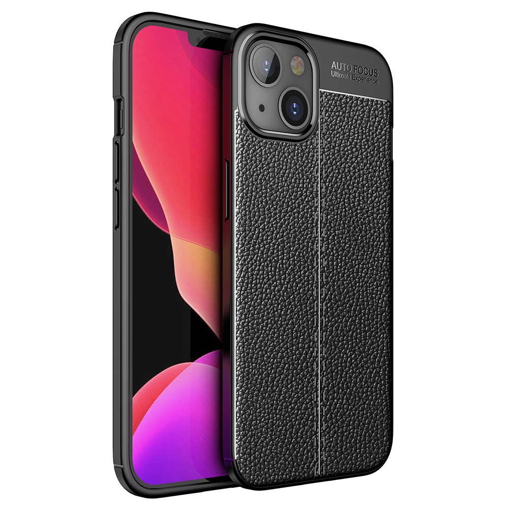 Litchi Texture Flexible TPU Protection Phone Case Cover for iPhone 13 Mini 5.4 inch - Black-1