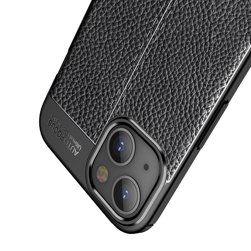 Litchi Texture Flexible TPU Protection Phone Case Cover for iPhone 13 Mini 5.4 inch - Black-5