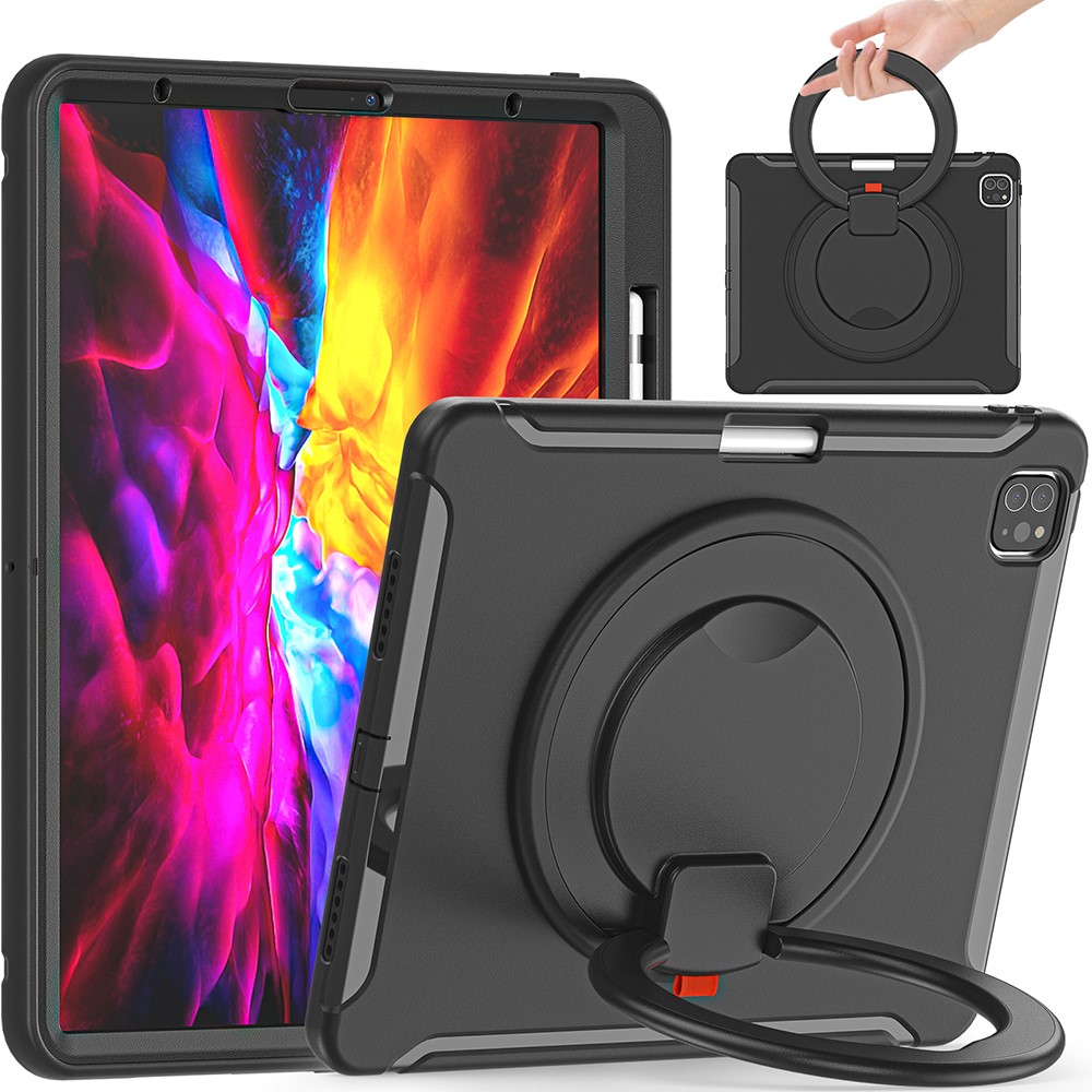 360° Rotatable Kickstand Design Tablet Cover for iPad Pro 12.9-inch (2020)/(2018) - Black/Black-1