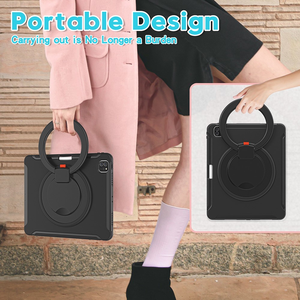 360° Rotatable Kickstand Design Tablet Cover for iPad Pro 12.9-inch (2020)/(2018) - Black/Black-11