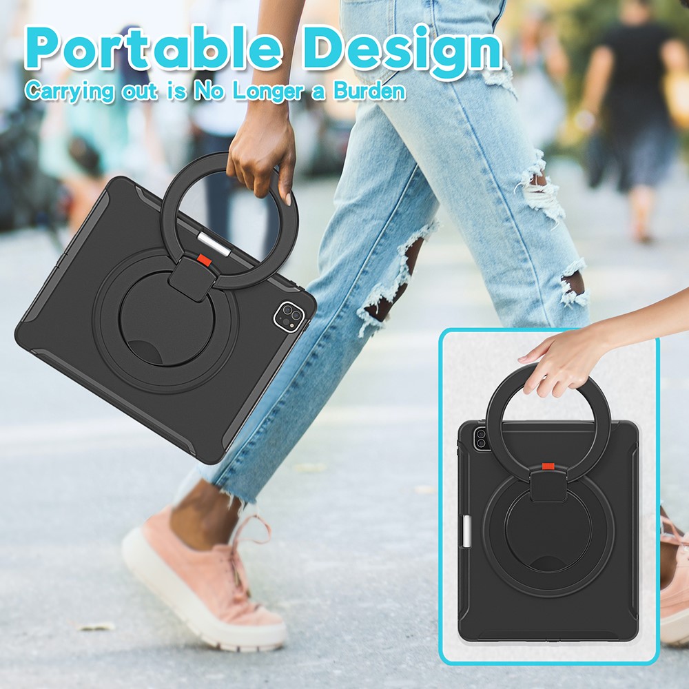 360° Rotatable Kickstand Design Tablet Cover for iPad Pro 12.9-inch (2020)/(2018) - Black/Black-12
