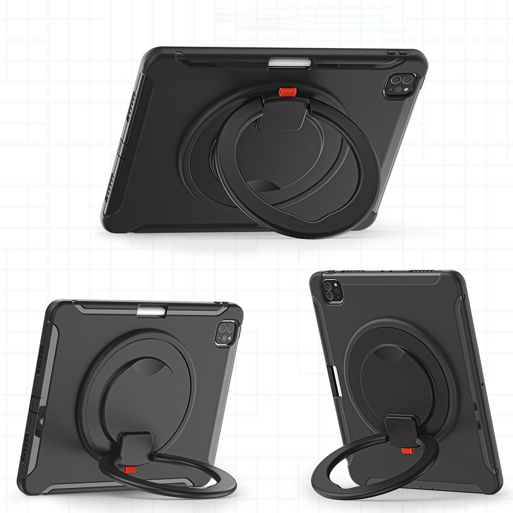 360° Rotatable Kickstand Design Tablet Cover for iPad Pro 12.9-inch (2020)/(2018) - Black/Black-19