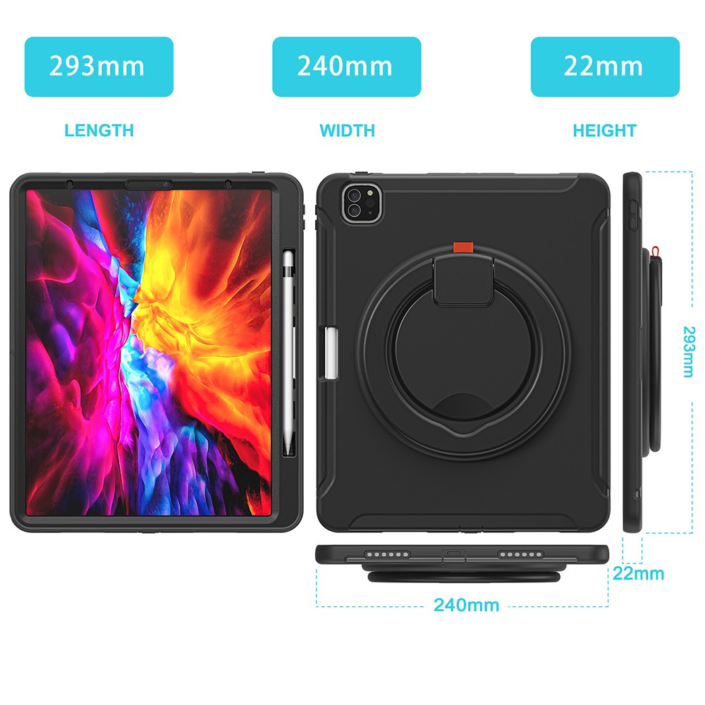 360° Rotatable Kickstand Design Tablet Cover for iPad Pro 12.9-inch (2020)/(2018) - Black/Black-2