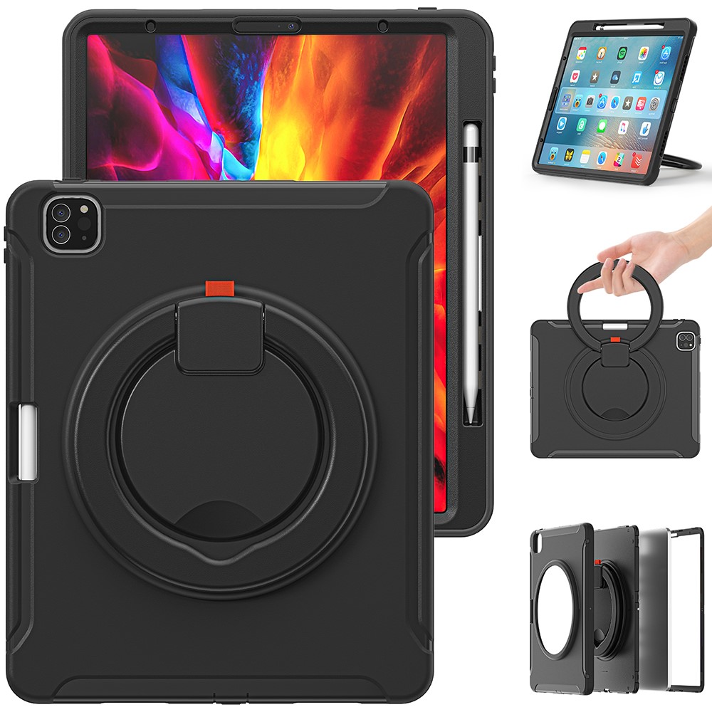 360° Rotatable Kickstand Design Tablet Cover for iPad Pro 12.9-inch (2020)/(2018) - Black/Black-20
