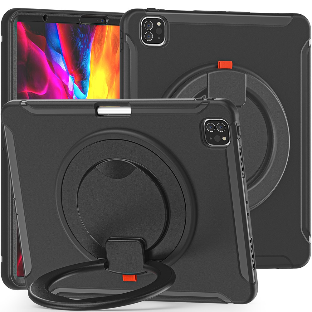 360° Rotatable Kickstand Design Tablet Cover for iPad Pro 12.9-inch (2020)/(2018) - Black/Black-21