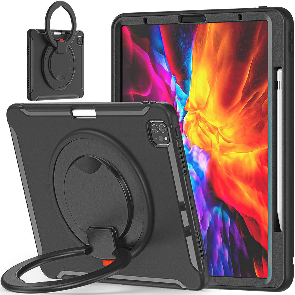 360° Rotatable Kickstand Design Tablet Cover for iPad Pro 12.9-inch (2020)/(2018) - Black/Black-23