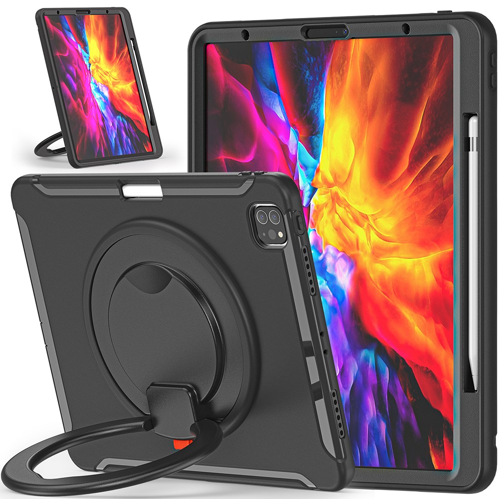 360° Rotatable Kickstand Design Tablet Cover for iPad Pro 12.9-inch (2020)/(2018) - Black/Black-24