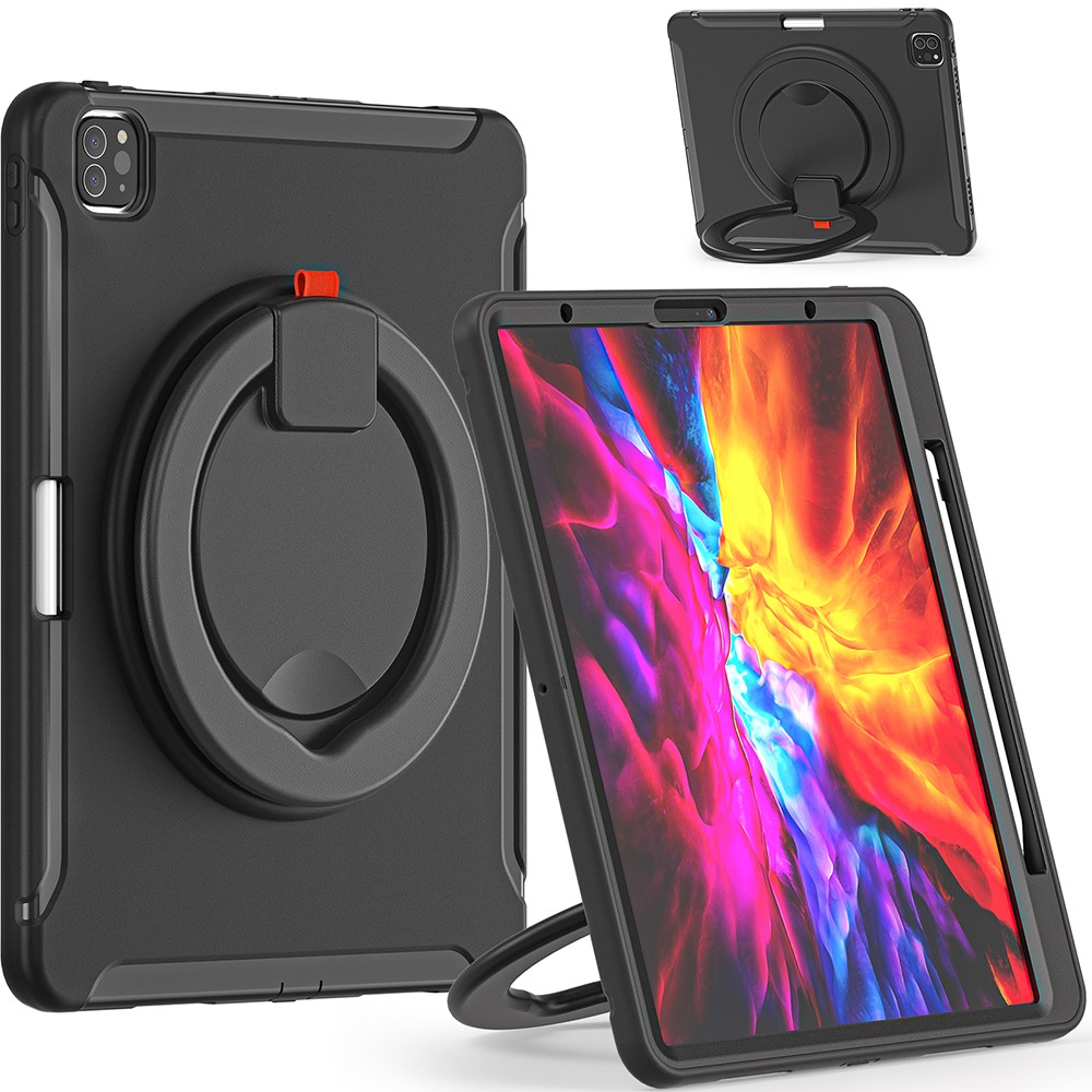360° Rotatable Kickstand Design Tablet Cover for iPad Pro 12.9-inch (2020)/(2018) - Black/Black-25