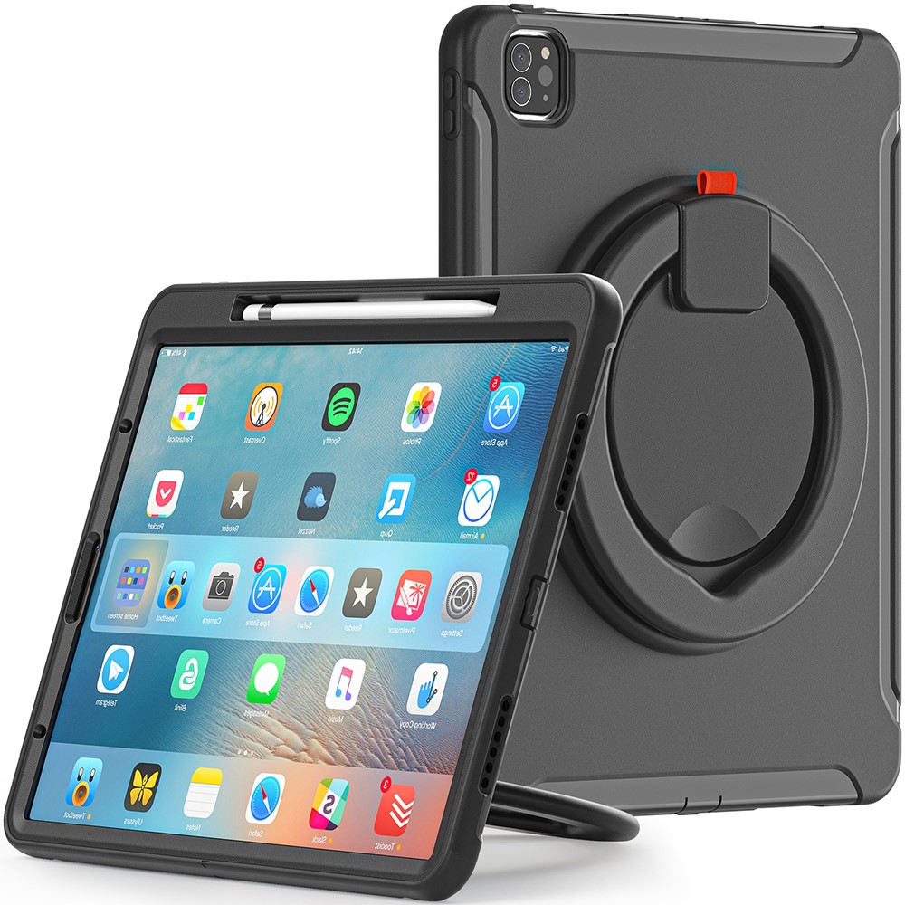 360° Rotatable Kickstand Design Tablet Cover for iPad Pro 12.9-inch (2020)/(2018) - Black/Black-27